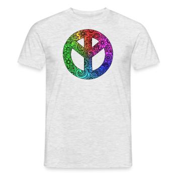 Frieden - buntes Friedenssymbol - Männer T-Shirt - Grau meliert - Vorne - AI Model Male 178 dark (178cm)