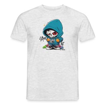 Street Art Skull - Männer T-Shirt - Grau meliert - Vorne - AI Model Male 178 dark (178cm)
