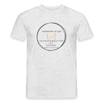 Inspiration ist gut. Transformation ist besser. - Männer T-Shirt - Grau meliert - Vorne - AI Model Male 178 dark (178cm)