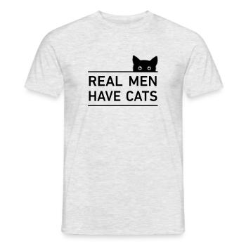 les vrais hommes ont des chats - T-shirt homme - gris chiné - Devant - AI Model Male 178 dark (178cm)