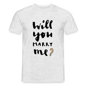 Willst du mich heiraten - Männer T-Shirt - Grau meliert - Vorne - AI Model Male 178 dark (178cm)