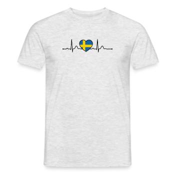 Suède Heartline Heartbeat Scandinavie Vacances - T-shirt homme - gris chiné - Devant - AI Model Male 178 dark (178cm)