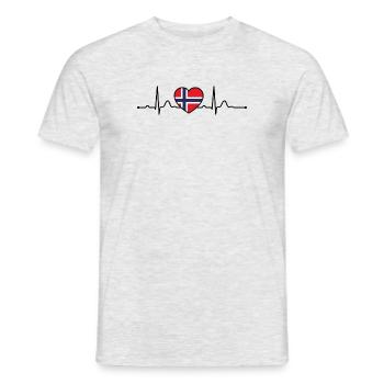 Norway Heartline Heartbeat Scandinavia Holidays - Men's T-Shirt - heather grey - Front - AI Model Male 178 dark (178cm)