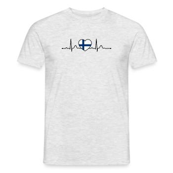 Finnland Herzlinie Herzschlag Skandinavien Urlaub - Männer T-Shirt - Grau meliert - Vorne - AI Model Male 178 dark (178cm)