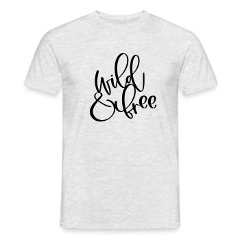 wild & free - Men's T-Shirt - heather grey - Front - AI Model Male 178 dark (178cm)