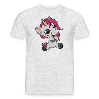 Mignon licorne enfants - T-shirt homme - gris chiné - Devant - AI Model Male 178 dark (178cm)