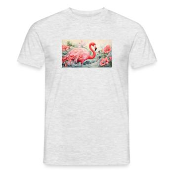 Flamingo (n5) - Japanese - Men's T-Shirt - heather grey - Front - AI Model Male 178 dark (178cm)