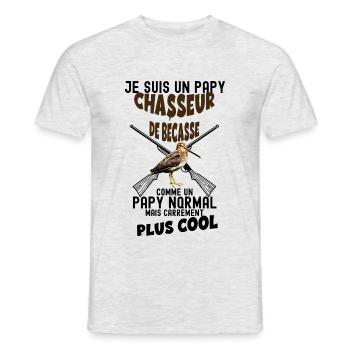 Mon papy chasseur de bécasse - T-shirt homme - gris chiné - Devant - AI Model Male 178 dark (178cm)