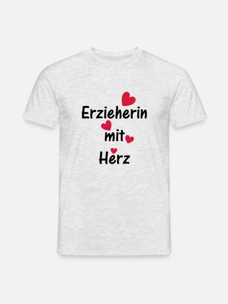 Erzieherin mit Herz - Männer T-Shirt - Grau meliert