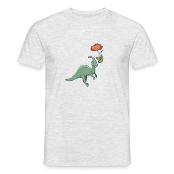 süßer Dinosaurier mit Blume - Männer T-Shirt - Grau meliert - Vorne - AI Model Male 178 dark (178cm)