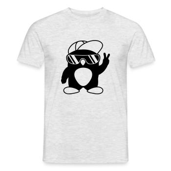 Peace Cool Penguin Signal de la main - T-shirt homme - gris chiné - Devant - AI Model Male 178 dark (178cm)