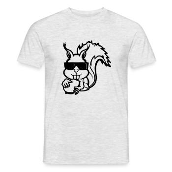 Squirrel with sunglasses and nut Funny - Men's T-Shirt - heather grey - Front - AI Model Male 178 dark (178cm)