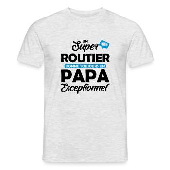 un super routier donne un papa exceptionnel - T-shirt homme - gris chiné - Devant - AI Model Male 178 dark (178cm)