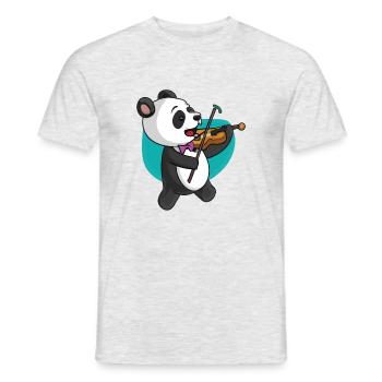 Panda plays violin - Men's T-Shirt - heather grey - Front - AI Model Male 178 dark (178cm)