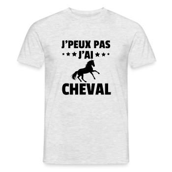j'peux pas j'ai cheval - T-shirt homme - gris chiné - Devant - AI Model Male 178 dark (178cm)
