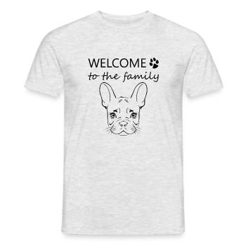 Bienvenue dans la famille (French Bulldog) - T-shirt homme - gris chiné - Devant - AI Model Male 178 dark (178cm)