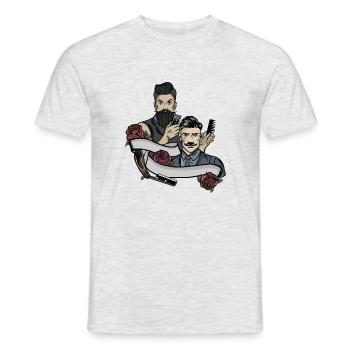 Oldschool Barber // Illustration - T-shirt homme - gris chiné - Devant - AI Model Male 178 dark (178cm)
