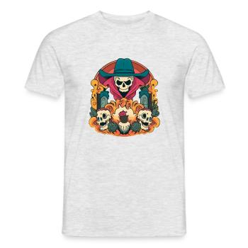 Halloween Brennendes Skelett - Männer T-Shirt - Grau meliert - Vorne - AI Model Male 178 dark (178cm)