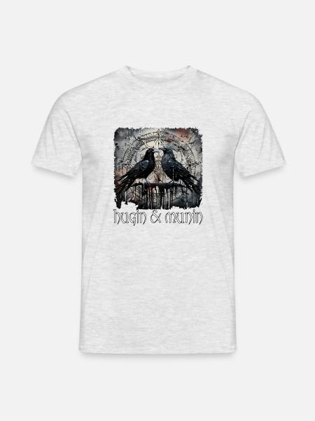 Wikinger Odins Raben Hugin und Munin Kelten - Männer T-Shirt - Grau meliert