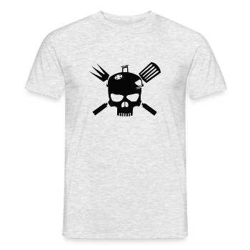 Skull Grill - Männer T-Shirt - Grau meliert - Vorne - AI Model Male 178 dark (178cm)
