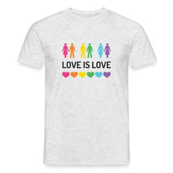 Mois de la fierté LGBT - Love is Love - T-shirt homme - gris chiné - Devant - AI Model Male 178 dark (178cm)