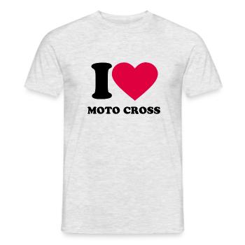 I love moto cross - T-shirt homme - gris chiné - Devant - AI Model Male 178 dark (178cm)