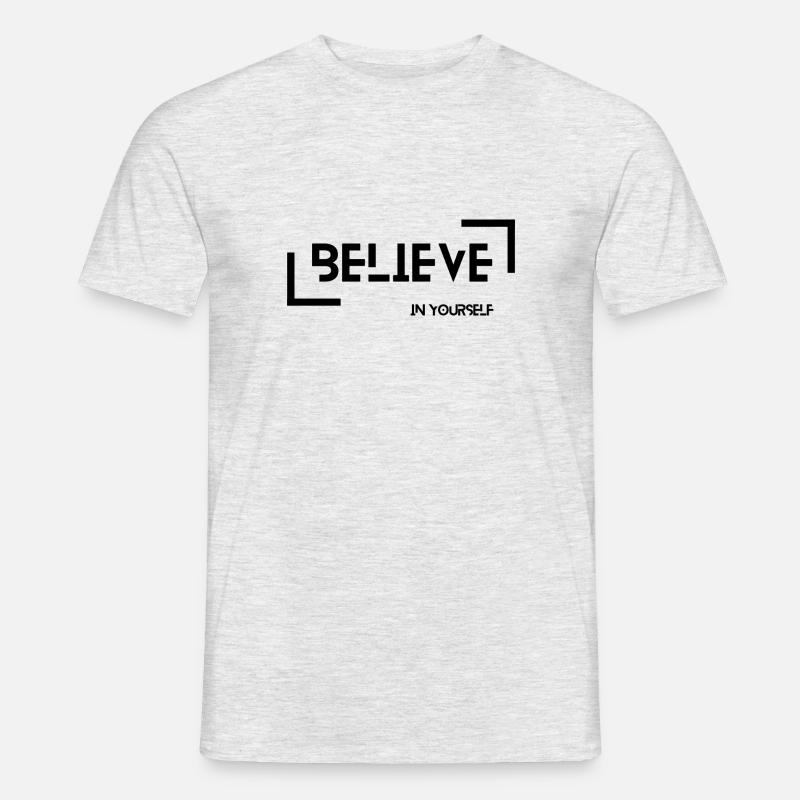 Tshirt Basic mit Aufschrift - Männer T-Shirt - Grau meliert