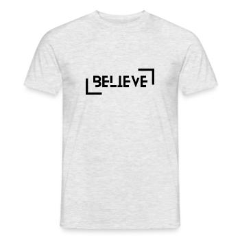 BELIEVE - Men's T-Shirt - heather grey - Front - AI Model Male 178 dark (178cm)