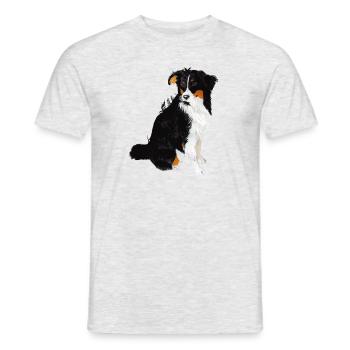Aussie Nanouk, sitzend - Aquarell - Männer T-Shirt - Grau meliert - Vorne - AI Model Male 178 dark (178cm)