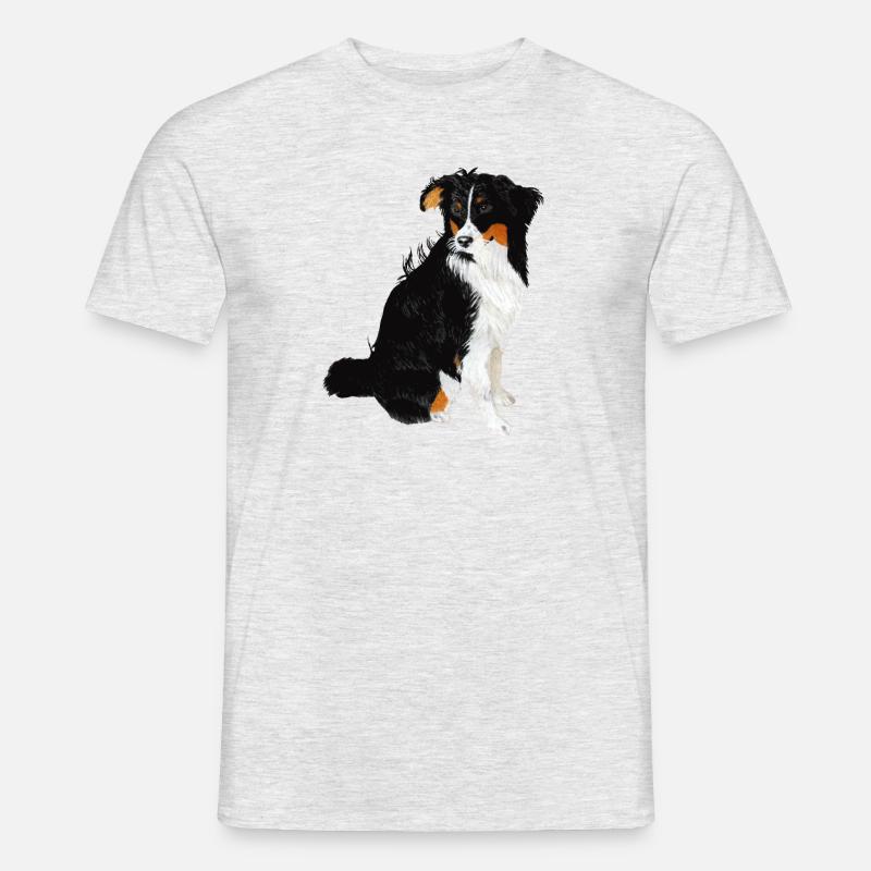 Aussie Nanouk, sitzend - Aquarell - Männer T-Shirt - Grau meliert