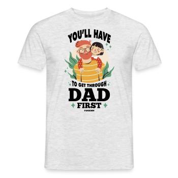 Papa Fille Enfant Fête des pères Fille Cadeau - T-shirt homme - gris chiné - Devant - AI Model Male 178 dark (178cm)