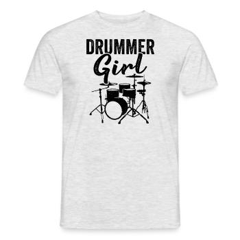 Vintage Drummer Girl Schlagzeug - Männer T-Shirt - Grau meliert - Vorne - AI Model Male 178 dark (178cm)