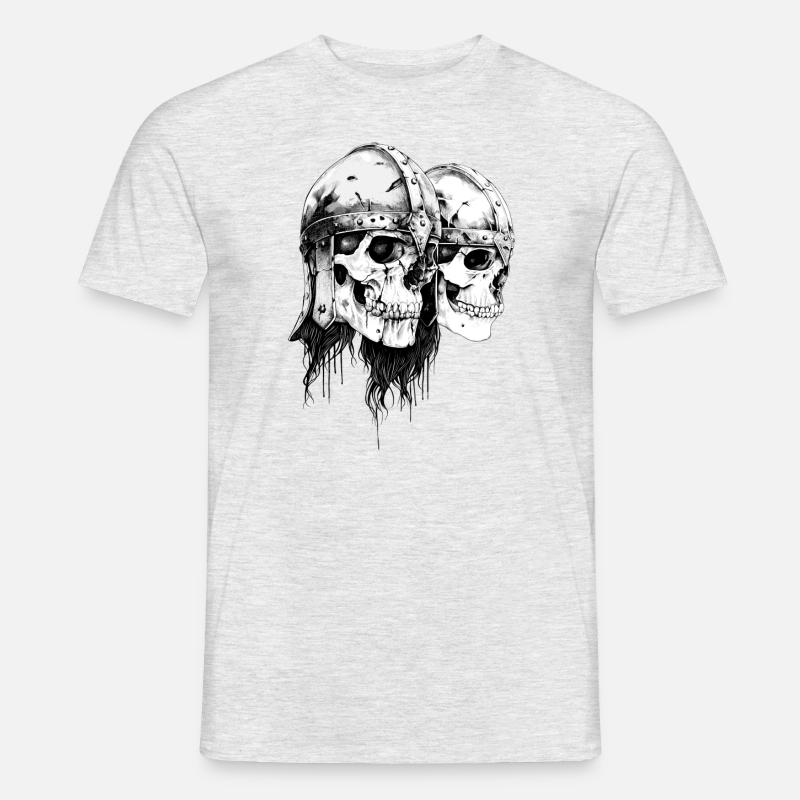 Wikinger Vikings Skull - Viking Odin Valhalla - Männer T-Shirt - Grau meliert