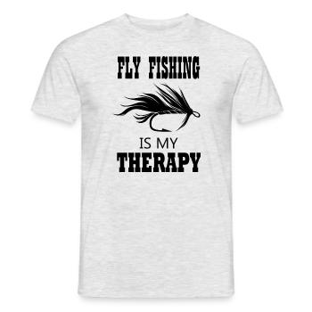 Pêche à la mouche à la truite pêcheur comme - T-shirt homme - gris chiné - Devant - AI Model Male 178 dark (178cm)