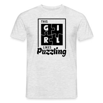 Girl Likes Puzzling Jigsaw Funny Saying - Men's T-Shirt - heather grey - Front - AI Model Male 178 dark (178cm)