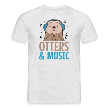 Loutres et notes de musique Musicien Rodent - T-shirt homme - gris chiné - Devant - AI Model Male 178 dark (178cm)