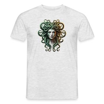 Méduse / Mythologie grecque / Tête de serpent - T-shirt homme - gris chiné - Devant - AI Model Male 178 dark (178cm)