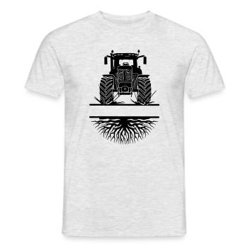 Traktor durch Schlamm unter wachsenden Wurzeln - Männer T-Shirt - Grau meliert - Vorne - AI Model Male 178 dark (178cm)