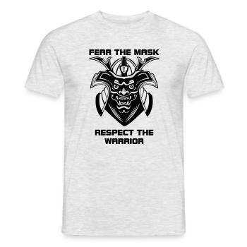 Menpo Mask – Respect the Warrior - Men's T-Shirt - heather grey - Front - AI Model Male 178 dark (178cm)