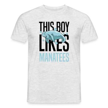 Boy Likes Manatees Nature Sea Animal Ocean - Men's T-Shirt - heather grey - Front - AI Model Male 178 dark (178cm)