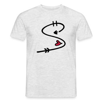 Letter S with arrow heart - Men's T-Shirt - heather grey - Front - AI Model Male 178 dark (178cm)