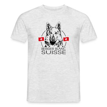 BERGER BLANC SUISSE Wilsigns Dog Portrait Dogs - Men's T-Shirt - heather grey - Front - AI Model Male 178 dark (178cm)