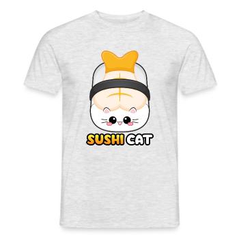 SUSHI CAT Japon Katze Crevettes Kitty Garnele Nigiri - T-shirt homme - gris chiné - Devant - AI Model Male 178 dark (178cm)