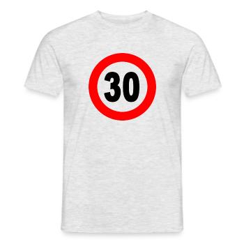 Panneau de signalisation 30 - T-shirt homme - gris chiné - Devant - AI Model Male 178 dark (178cm)