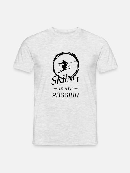 Skiing - Männer T-Shirt - Grau meliert