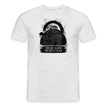 KATZE, DIE DEN WASSERKOCHER SCHWARZ NENNT - Männer T-Shirt - Grau meliert - Vorne - AI Model Male 178 dark (178cm)