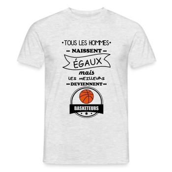hommes basketeurs,basket,basket-ball - T-shirt homme - gris chiné - Devant - AI Model Male 178 dark (178cm)