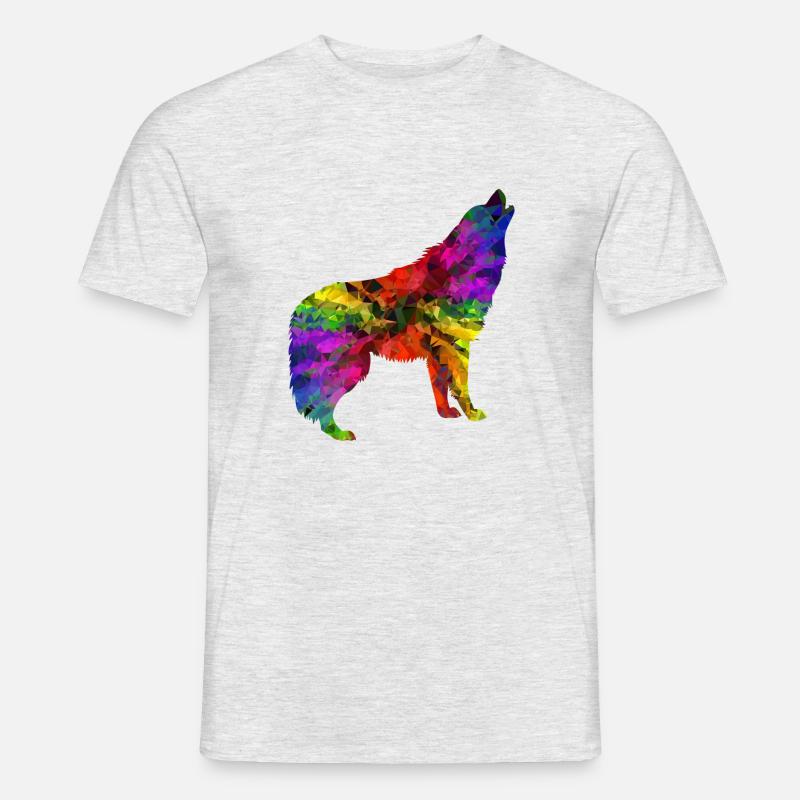Regenbogen Wolf Edition 2 - Männer T-Shirt - Grau meliert