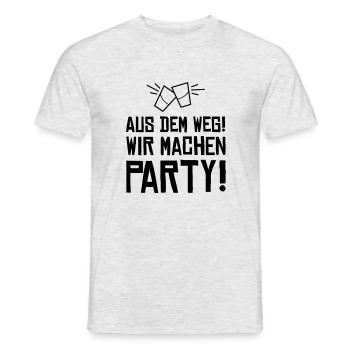 aus dem weg wir machen party - Männer T-Shirt - Grau meliert - Vorne - AI Model Male 178 dark (178cm)