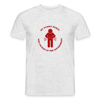 My tummy hurts and I'm mad at the government! - Männer T-Shirt - Grau meliert - Vorne - AI Model Male 178 dark (178cm)